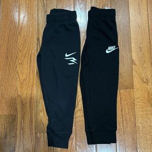 Nike Kids Black Jogger Sweatpants with White Logos